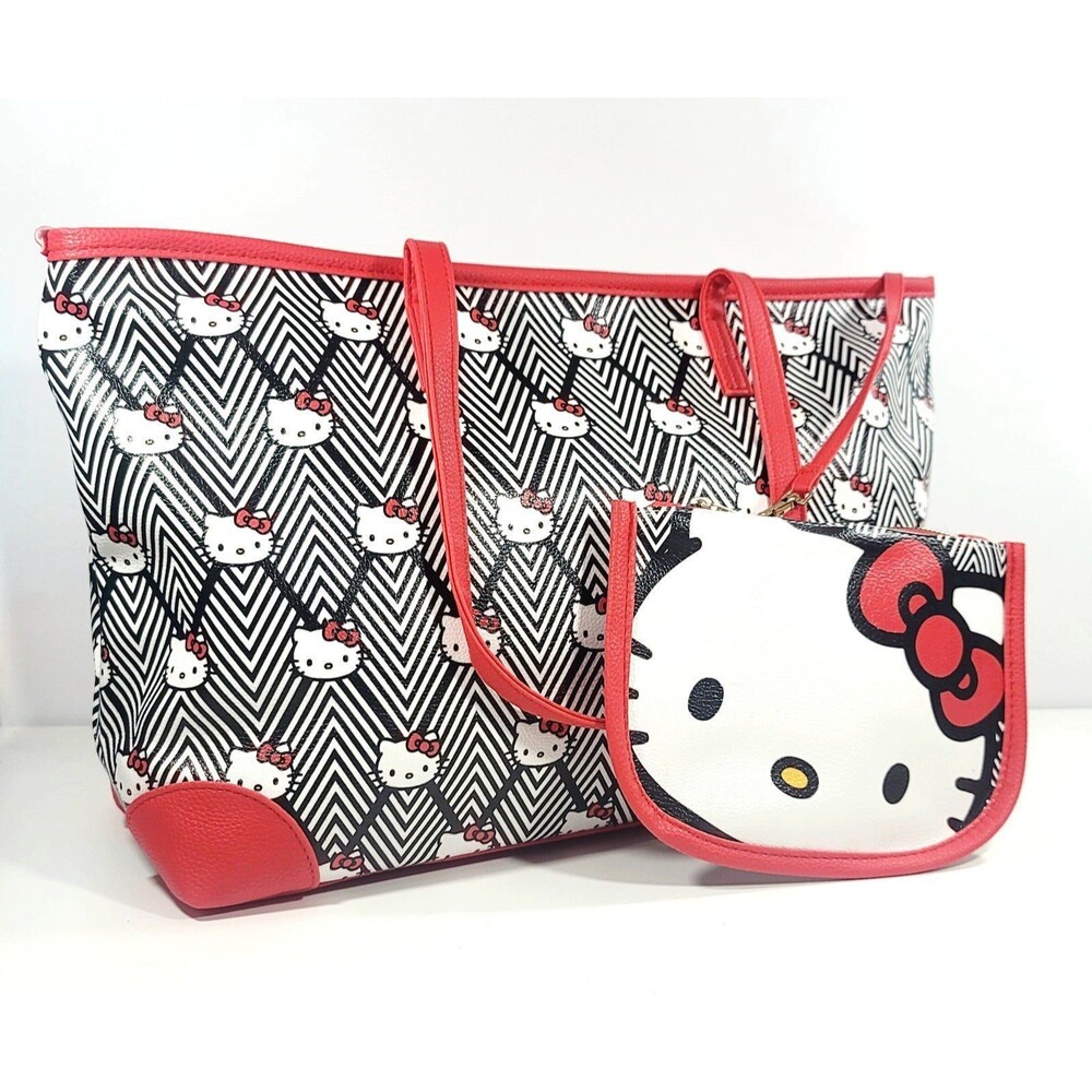Sanrio Hello Kitty Large Classic Tote Purse Handbag with Coin Purse Red NWT - Picture 2 of 12